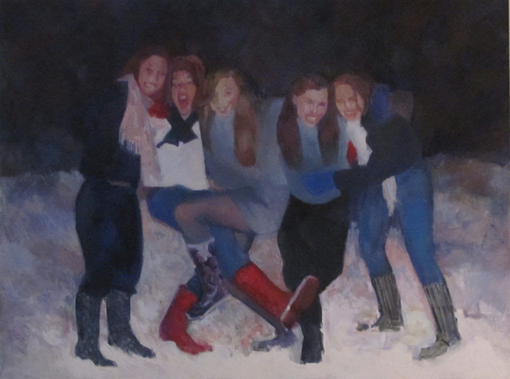 Five girls in the snow