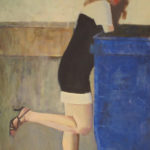 Young girl with dumpster