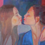 Two girls kissing